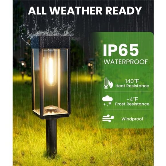 Bright Solar Pathway Lights Outdoor Waterproof IP65, 8 Pack Auto On/Off Solar - Picture 6 of 7